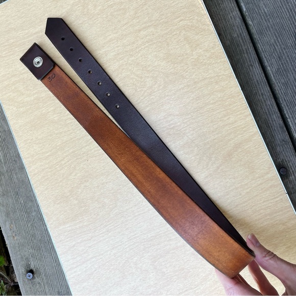 Bob Dunn Handmade Brown Leather Belt - No Buckle Sz 30 - Picture 8 of 12